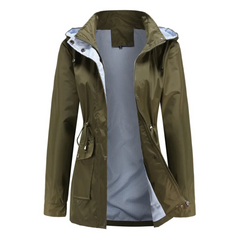 Trenchcoat Damen | Übergangsjacke Mit Abnehmbarer Kapuze in Grün