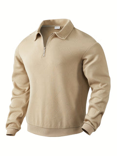 Alvarez | Langarm-Polohemd mit halbem Reißverschluss in Khaki