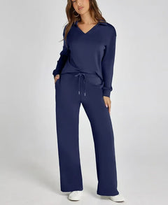 Nova | 2-teiliges Longsleeve-Set in Marineblau