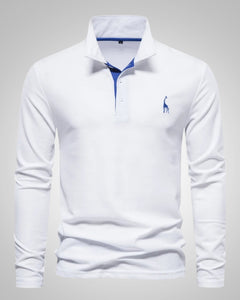 Paul | Herren Legeres Langen Ärmeln Poloshirt in Weiß