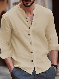 Xavier | Herren Retro-Leinenhemd in Khaki