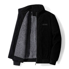 Elias - Retro-Samt-Sherpa-Jacke in Schwarz