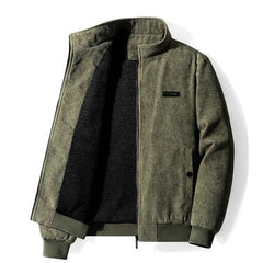 Elias - Retro-Samt-Sherpa-Jacke in Grün
