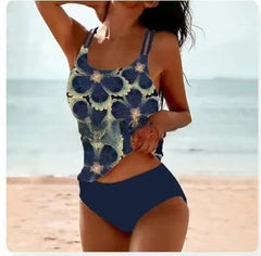 Vicenta® | Stilvoller bedruckter Tankini-Badeanzug in Meeresblau