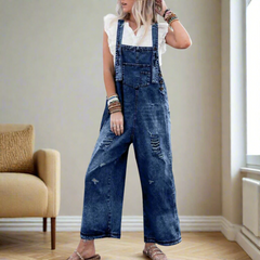 Sophie | Vintage Jumpsuit Damen verstellbar modern in Meeresblau