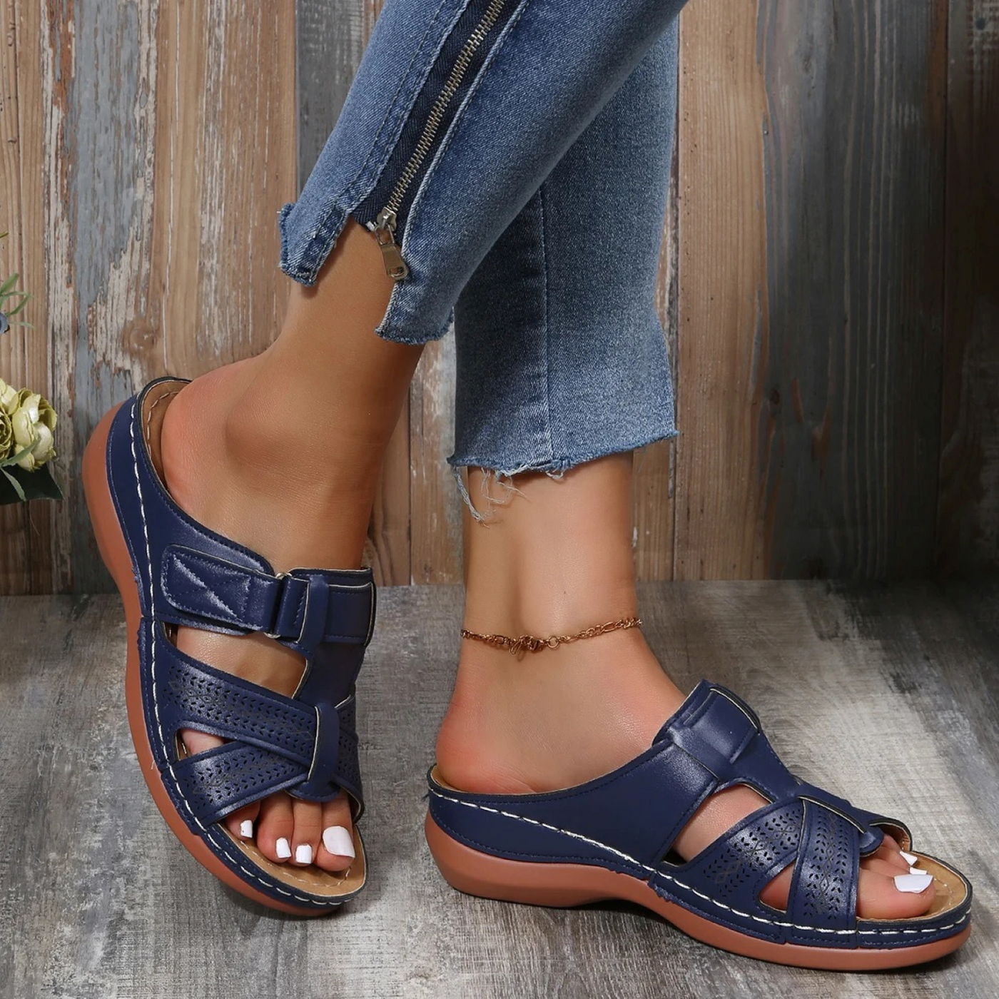 Offene Zehen Slip-On Sandale für Damen