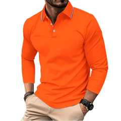 Rafael | Premium Polo Herren stilvoll mit kontrastierendem Kragen in Orange