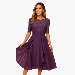 Lore | Midikleid mit Spitzenärmeln in Lila
