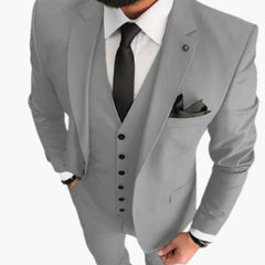 Slim Fit Anzug Set - Herrenanzug 3-teilig für Hochzeit Event in Hellgrau