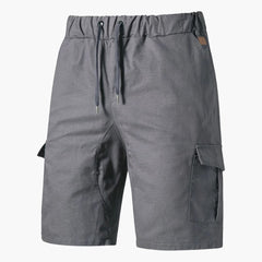 Herren Sommer Cargo Shorts mit Taschen und Kordelzug in Grau