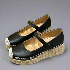 Verena | Premium Keilschuhe mit Schnalle für den Frühling in Schwarz