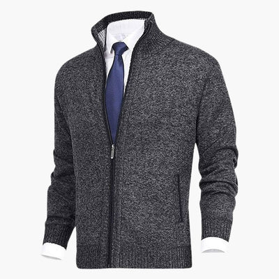 Herren Zip-Strickjacken mit Stehkragen und Rippbündchen