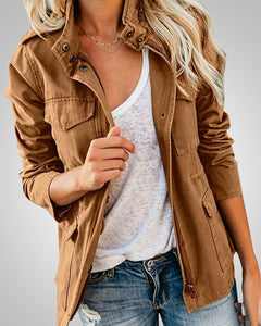 Adeline | Damen Lässiger Herbstjacke mit Taschen in Braun
