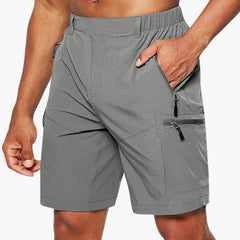 Herren Cargo Shorts mit Reißverschlusstaschen und Ripstop-Gewebe in Dunkelgrau