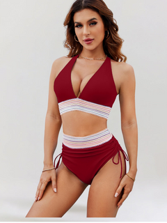 Lizia | Bauchweg-Bikini-Set mit hoher Taille in Rot