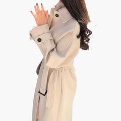 Trendy Langer Mantel für Damen in Beige