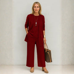 Kirsten | Damen Minimalistisches Dreiteiliges Lounge Set in Rot