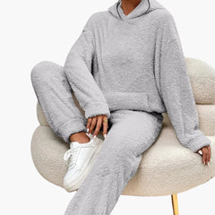 Teddy Hoodie Loungewear für Damen in Grau