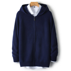 Kenton - Zip-Hoodie - Minimalistischer Rippstil in Marineblau