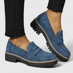Michaela | Damen Slip-On Chunky Loafer Schuhe in Blau