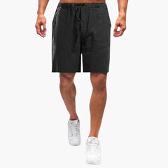 Sommerliche Freizeitherren-Shorts mit Kordelzug und Seitentaschen in Schwarz