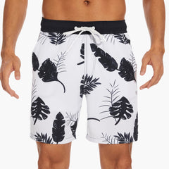 Gestreifte Herren-Badeshorts - mit Kordelzug und Taschen in Weiß