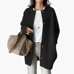 Wollmantel mit Gürtel für Damen in Schwarz