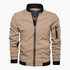 Herren jacke mit Frontreißverschluss und Ärmeltasche in Beige
