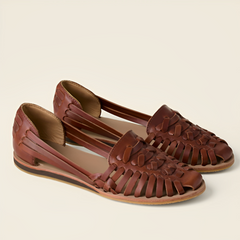 Tia - flache Damen-Sandalen zum Hineinschlüpfen in Braun