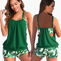 Tankini-Set für Damen - mit Bauchweg-Effekt und verstellbaren Trägern in Grün
