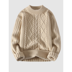 Lonnie - Strickpullover - Zopfmuster in Khaki