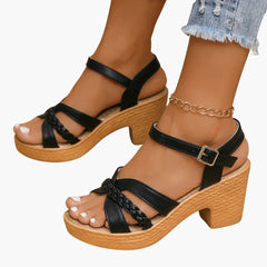 Sandalen Damen - Orthopädische Keilsandalen mit Fußbett in Schwarz