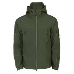 Herren Funktionsjacke mit Kapuze | Outdoor Reißverschluss in Grun