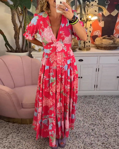 Anni - Blumenkleid - A-Linie - Puffärmel