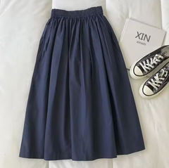 Martina – Weiter Rock mit hoher Taille in Marineblau