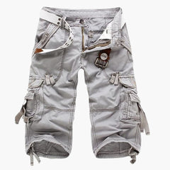 Herren Cargoshorts mit Taschen und verstellbarem Bund für Sommer in Hellgrau