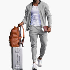 Herren Freizeitanzug mit Reißverschlussjacke und Jogginghose in Beige