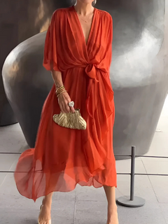 Sherry | Wickel Midikleid in Rot Orange