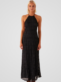 SOLÈNE TEXTURE MAXIKLEID in Schwarz