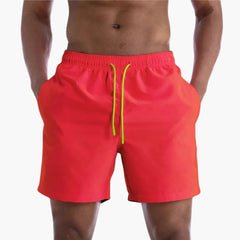 Herren Badeshorts mit Kordelzug und Seitentaschen in Korallenrot