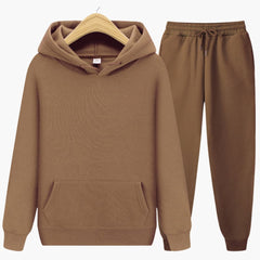 Herren Jogginganzug mit Kapuzenpullover und Bündchenhose in Braun