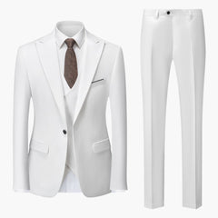 Eleganter Slim Fit Anzug - Herren 3-teilig für Business in Weiß