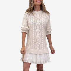 Trivora™ - Stilvolles & Warmes Strickkleid in Aprikose