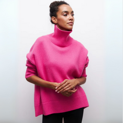 Kurzarm-Rollkragenpullover – Kühne Eleganz mit modernem Flair in Rosa