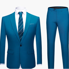Herren Zweiteiler Anzug mit Blazer und flacher Front Hose in Hellblau