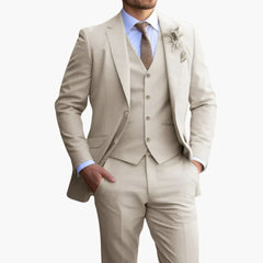 3-teiliges Anzug Set - Slim Fit Herrenanzug Beige für Hochzeit in Beige