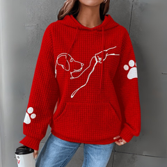 Damen Pullover | Kapuzenpullover mit Aufdruck in Rot