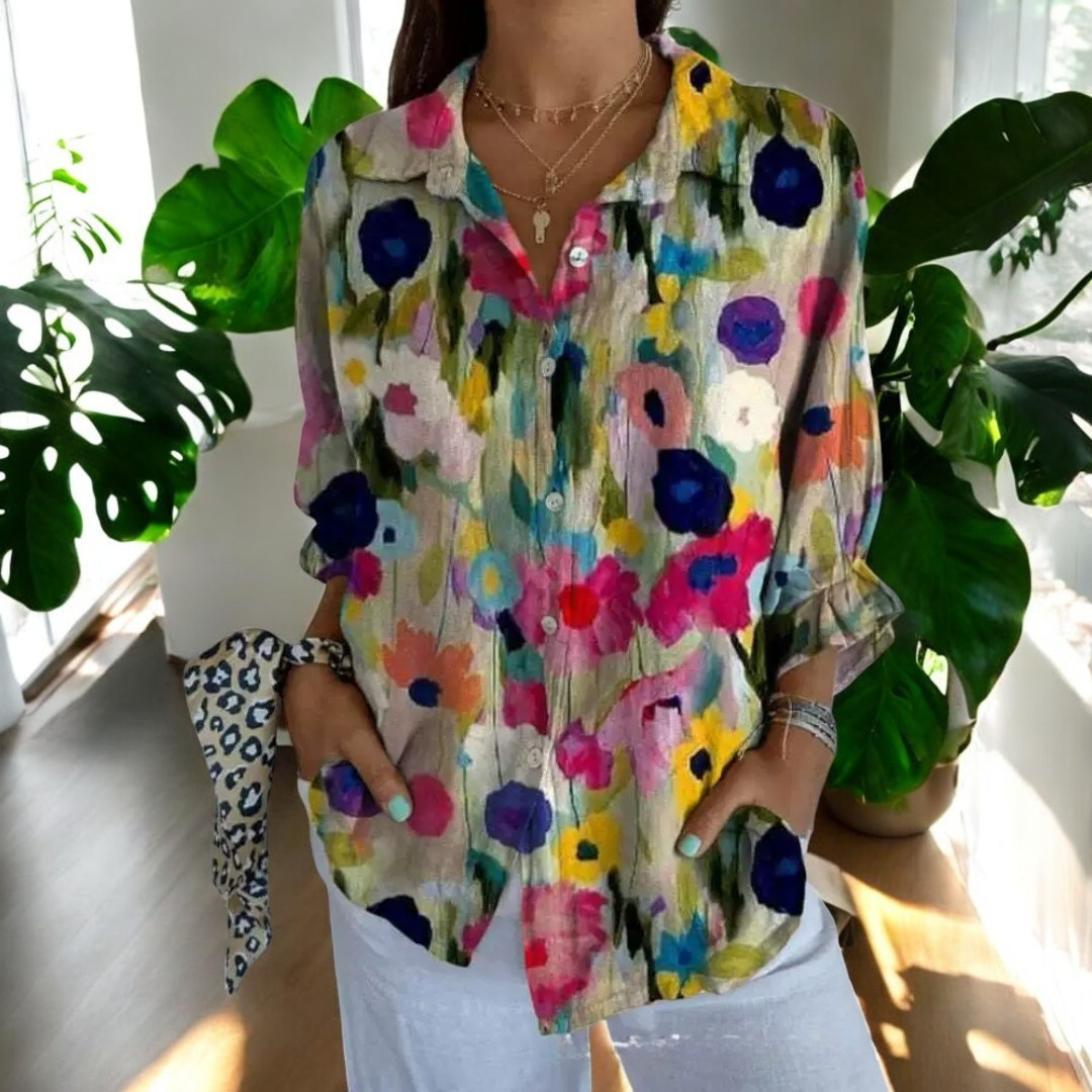 Yvonne®️™ | Vintage-Bluse mit Blumendruck
