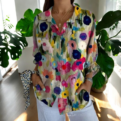 Yvonne®️™ | Vintage-Bluse mit Blumendruck