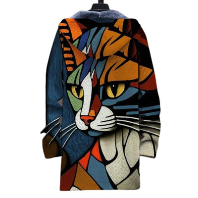 Alex – Herren-Übergroße Jacke – Kapuzenjacke mit Katzenprint
